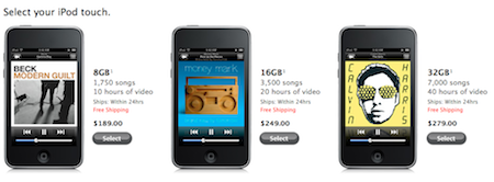 米Apple iPod classic nano touchの価格を値下げ。