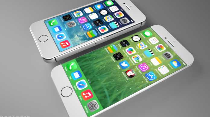 iPhone 6 vs iPhone 5s。二つの筐体を比較した画像。