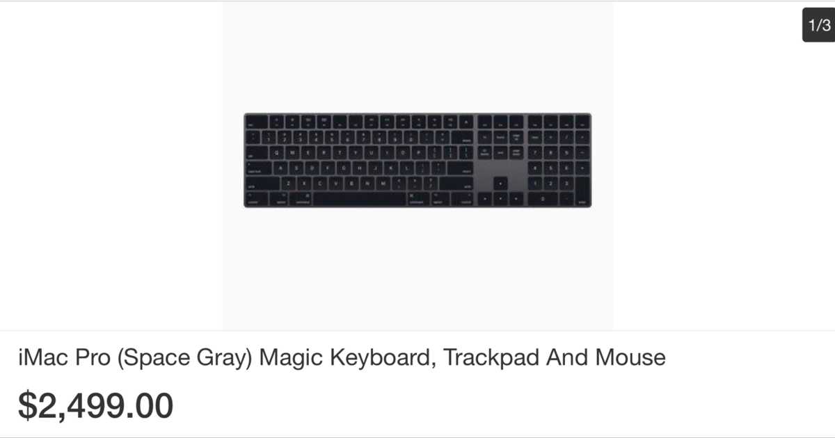 本体なし。iMac Pro専用スペースグレーの「キーボード」「マウス」「トラックパッド」のセットがどえらい価格で出品中。